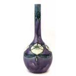 Minton Secessionist vase, tube lined with stylised flora on a purple ground, printed marks to