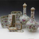 Collection of Cantonese famille rose porcelain painted with birds, butterflies and foliage, 19th