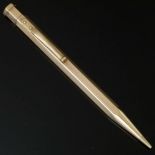 Yard-O-Led 9ct gold sleeved propelling pencil, London 1960, the hexagonal wriggle work shaft