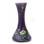 Minton Secessionist vase, tube lined with stylised flora on a purple ground, printed marks to