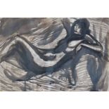 Leon Underwood (1890-1975), Reclining female nude, signed and dated '32, charcoal and wash, 38 x