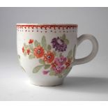 Bow coffee cup circa 1755, painted with floral sprays, 5.5cm high Condition report: Minor chip to