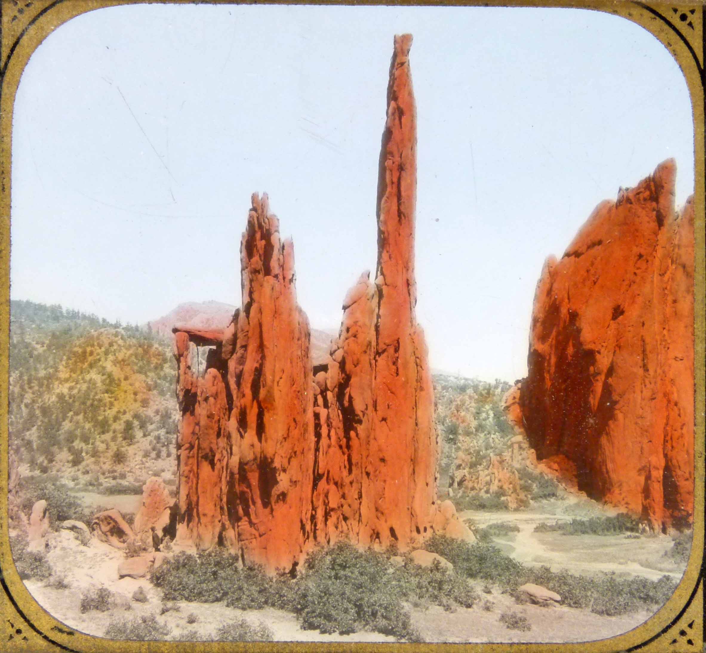 Thirty-nine glass magic lantern slides of views of west and central United States, produced by