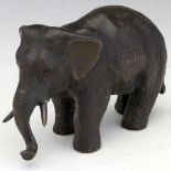 Japanese patinated bronze standing elephant, signed on foot, length 11.5cm