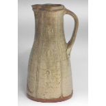 Jim Malone (b.1946) Ainstable studio pottery jug, incised linear decoration, impressed monograms