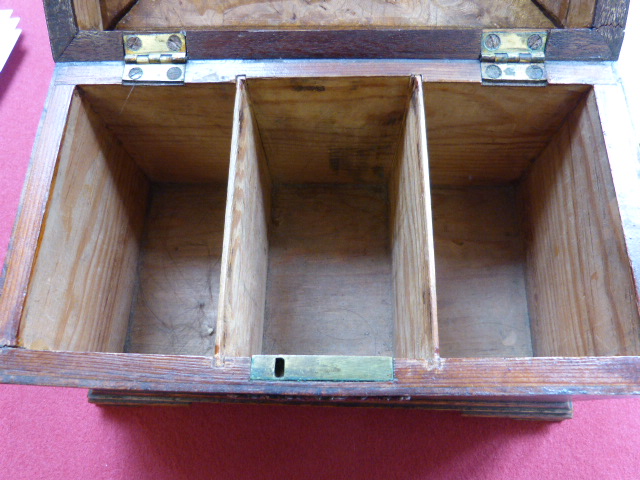 George III burr elm tea caddy with gilt brass fittings, the interior re-fitted with three open - Image 2 of 10