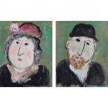 Dora Holzhandler (1928-2015), Male and female portraits, both signed and one dated 2005, a pair,