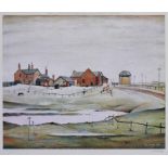 After Laurence Stephen Lowry R.A. (British, 1887-1976), "Landscape with Farm Buildings", signed in