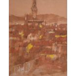 Harold Riley (1934-), Florence, signed and titled, mixed media, 30 x 23.5cm.; 11.75 x 9.25in.