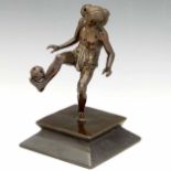 Patinated bronze figure of an Indonesian juggler with two papancakan balls, height 13cm