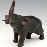 Japanese patinated bronze standing elephant, length 16cm.