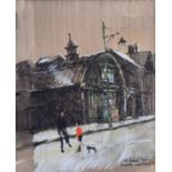 Harold Riley (1934-), "Old Billiard Hall, Liverpool Road, Eccles", signed, titled and dated '61, ink
