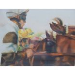 Alan Brassington (1959-), "Horses and Jockeys", signed and dated '91, watercolour, 40.5 x 53cm.;