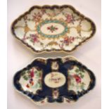 Two Worcester spoon trays circa 1770, the first painted with floral sprays within gilt scrollwork