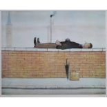 After Laurence Stephen Lowry R.A. (British, 1887-1976), "Man Lying on a Wall", signed and numbered