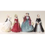 Four Royal Doulton Ladies: Autumn Breezes (unusual colourway) Janice, Sabbath Morn, and Lady