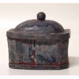 18th/19th century lead tobacco jar and cover. Condition report: see terms and conditions