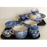 Minton blue and white wash/toilet set, together with other blue and white ware by George Jones,