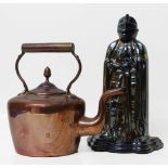 Cast iron knight companion set and copper kettle. Condition report: see terms and conditions