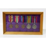 Framed five medals. Condition report: see terms and conditions