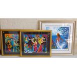 Nicola Simbari - "Afternoon in Capri", signed serigraph and certificate together with two framed