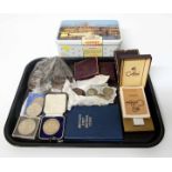 Tin of old GB coins and boxed Colibri lighter. Condition report: see terms and conditions