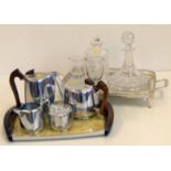 Picquot ware set, two decanters, tray and two rummers Condition report: see terms and conditions