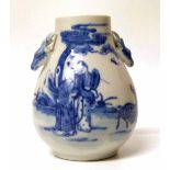 Chinese vase with two stag head handles, late 19th / early 20th century. Condition report: see terms