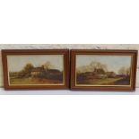 Pair of framed oil paintings depicting rural cottage scenes (2) Condition report: see terms and