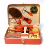 French ladies vanity case inset with 'Sup' Alarm clock. Condition report: see terms and conditions