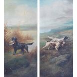 Herbert St. John Jones (1872-1939), Gun dogs in moorland landscapes, each signed, a pair, oil on