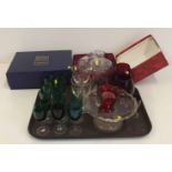 Collection of green wine glasses together with other glassware Condition report: see terms and