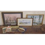 Helen Bradley framed print, 4 associated books 'In The Beinning' 'Miss Carter Came With Us' and '