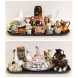 Royal Doulton 'Daydreams' figures, 'Mad Hatter' Toby jug, qty ceramic thimbles etc Condition report: