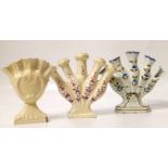 Two cream ware tulip vases and a pearl ware example. Condition report: see terms and conditions
