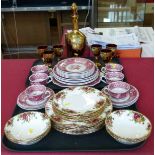 18 pcs Royal Albert 'Old Country Roses' 23pcs spode 'pink camilla' tea ware and 7 pc. Ruby Red