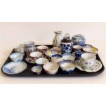 Tray of Chinese porcelain including three tea bowls and saucers, lidded box, jug etc. Condition