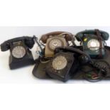 1950's Bakalite telephone (332L - EWR 64/2) and three 1970's telephones. Condition report: see terms