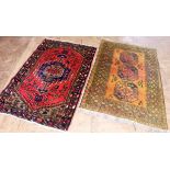 Modern Afghan rug and one other Iranian rug. Condition report: see terms and conditions