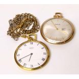 Oris gold plated pocket watch and a rotary gold plated pocket watch and chain. Condition report: see