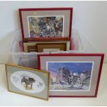 Quantity of assorted prints depicting motorbikes and aviation. Condition report: see terms and