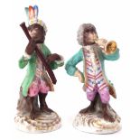 Two Sitzendorf monkey bandsmen. Condition report: see terms and conditions