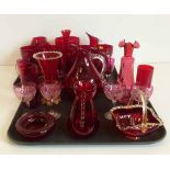 Collection of ruby glass. Condition report: see terms and conditions