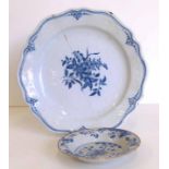 Delft charge and small dish. Condition report: see terms and conditions