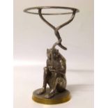 Silver plated and brass oil lamp base in the form of a monkey Condition report: see terms and