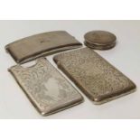 5 silver card cases and circular silver dill despenser Condition report: see terms and conditions
