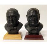 2 black basalt busts of Winston Churchill after J. Bromley Condition report: see terms and