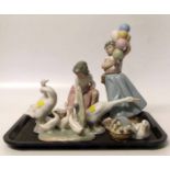 Five Lladro figures and two Nao figures. Condition report: see terms and conditions