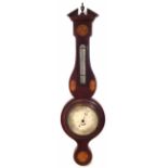 Small mahogany inlaid aneroid barometer by F. A. Neubert Southport Condition report: see terms and