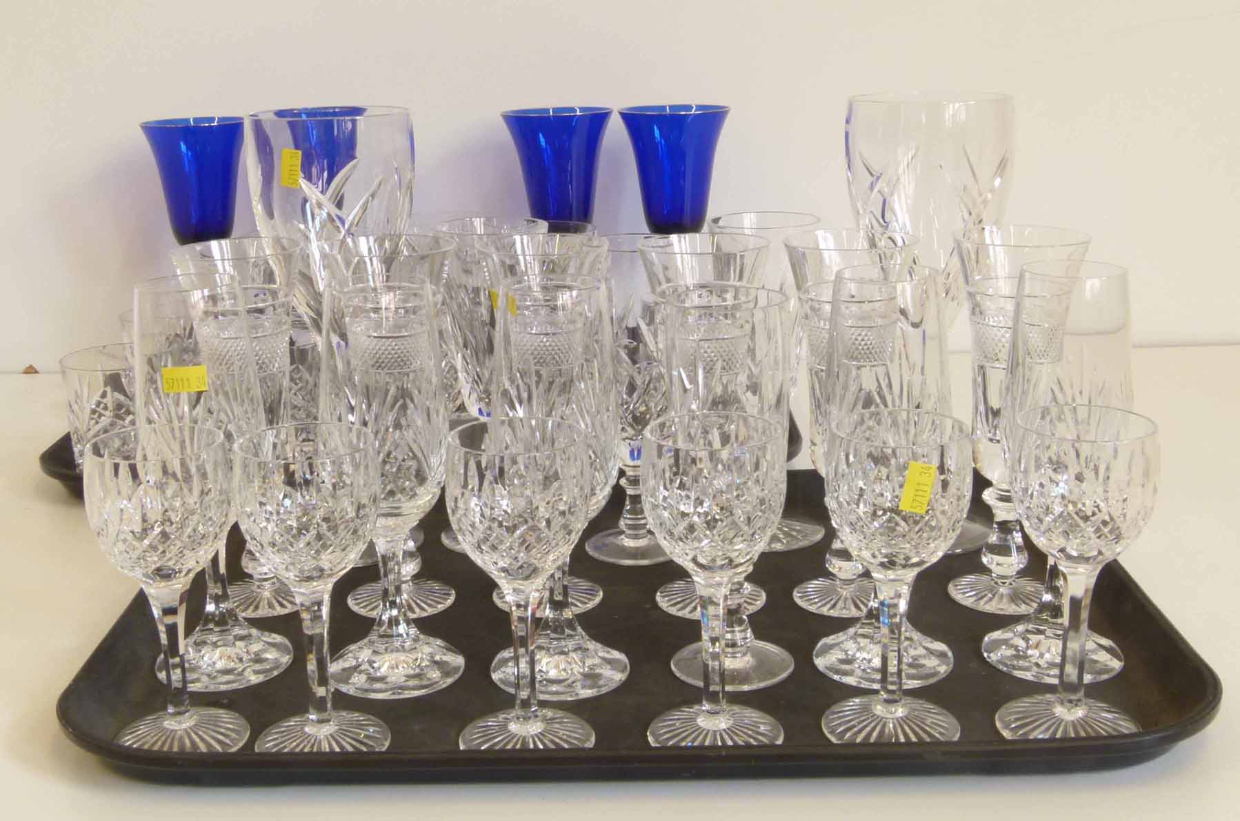 Qty cut glass champagne flutes etc Condition report: see terms and conditions